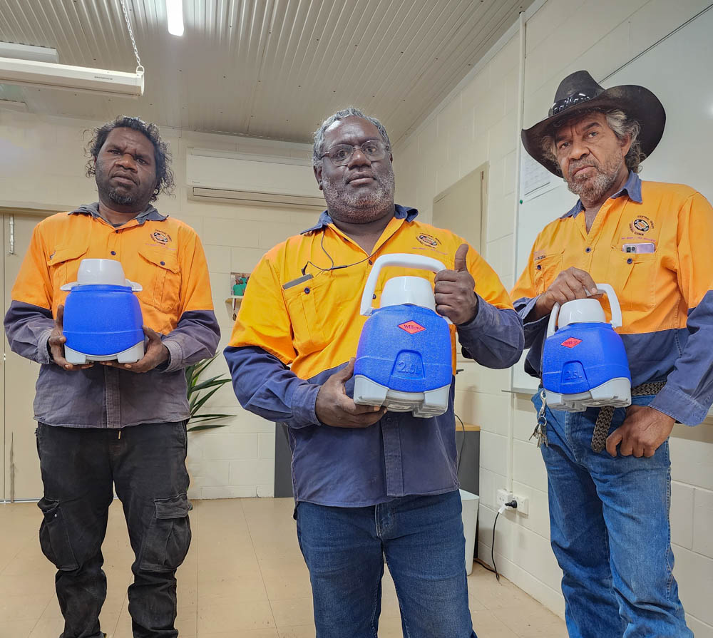 The Atitjere Works Crew with their new water jugs.
