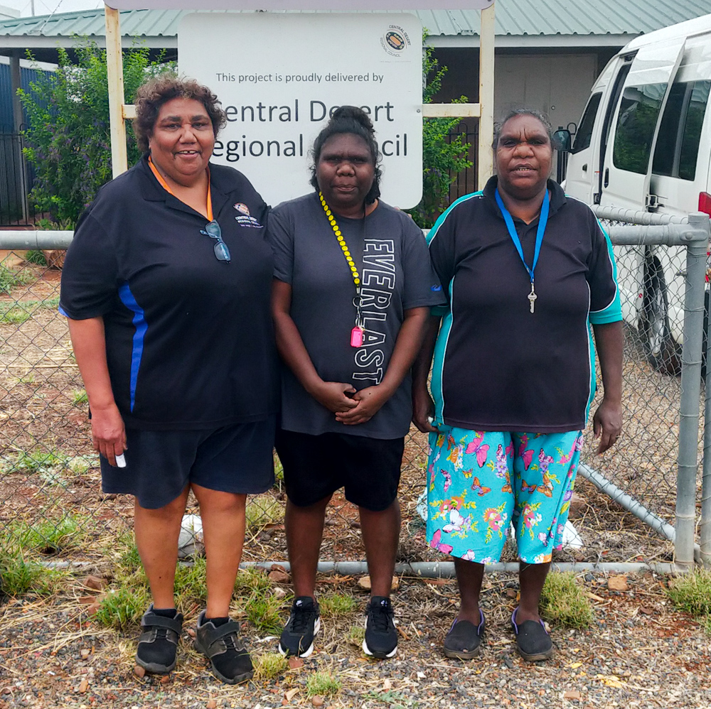 Edna Snape, Cherise Moore and Selina Gorey in front of the Wilora Aged Care Centre